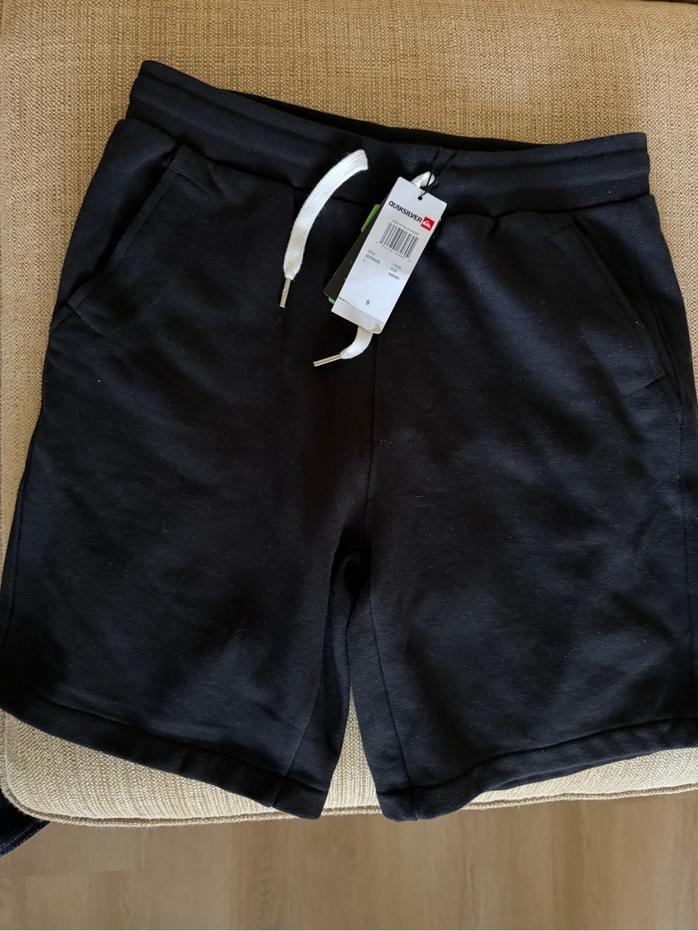 Quiksilver Black Athletic Drawstring Shorts with White Cord